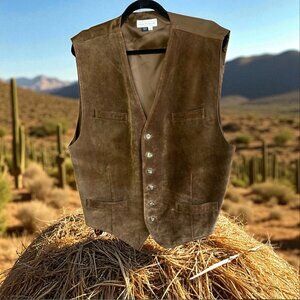 Norm Thompson Vintage Men's Brown Suede Leather Vest Size XL